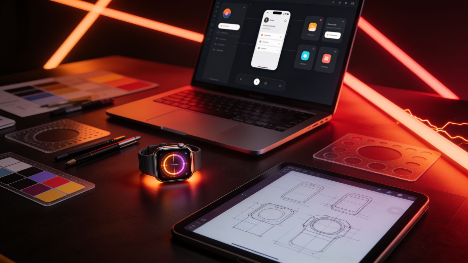 Dramatic cinematic photography with neon lighting